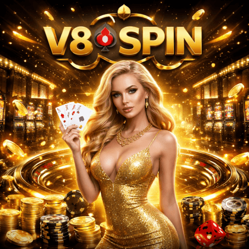 V8SPIN casino lobby with a wide range of slot titles and gaming rooms