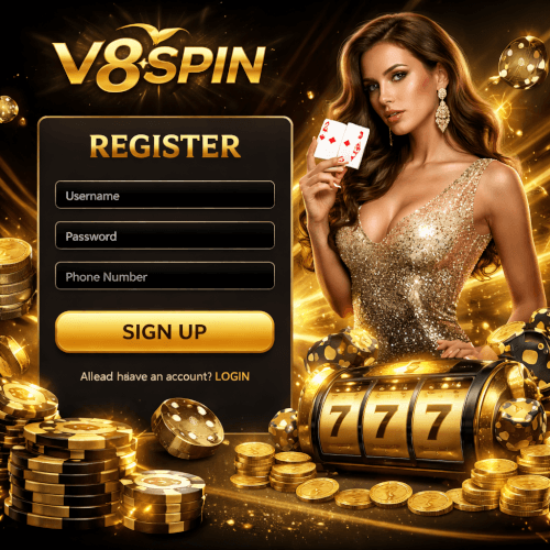 V8SPIN member login screen for the casino platform offering fast entry to games bonuses and live entertainment